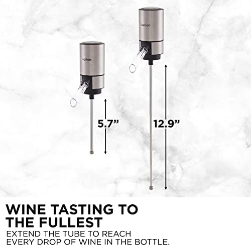Ivation Stainless Steel Wine Aerator Dispenser, Extension Rod, Stand