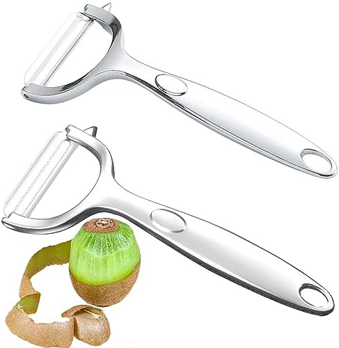 Vegetable Peeler Potato Peeler, Heavy 0.24Ib Stainless Steel Non-Slip Handle and Sharp Blades, Set Of 2 (1 Straight 1 Serrated Blade) Collaborative Work Perfect Peeling