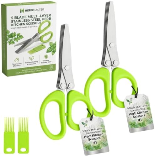 5 Blade Multi Layer Stainless Steel Herb Kitchen Scissors Food Fast Slicing