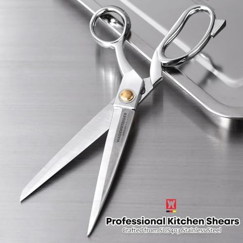 WAGENSTEIGER Stainless Steel Kitchen Scissors, Multi-Purpose Shears for Meat, Vegetables, Poultry & Seafood, Razor-Sharp Blades, Ergonomic Grip, Herb Stripper, Dishwasher Safe (Food Scissors 1601)