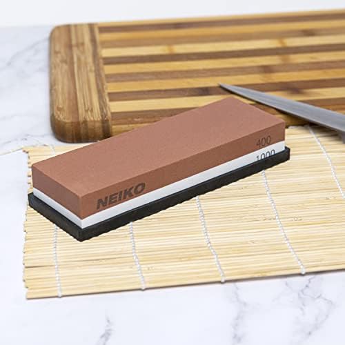 NEIKO 54004A Whetstone, Knife Sharpening Stone, 400 & 1000 Grit, Coarse, 2 Side Sharpener Stone, Water Sharpening Stone Set, Scissor, Blade, Kitchen Knife Sharpener Stone, Wet Stone Sharpening Kit