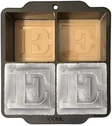 Monogrammed Ice Cubes Mold with Lid, 2 inch Whiskey Ice Cube Tray, Personalized Initials Silicone Cocktail Ice Cube Mold, Wedding Monogram, Thank You Gift, Gifts for Dad (Letter E)