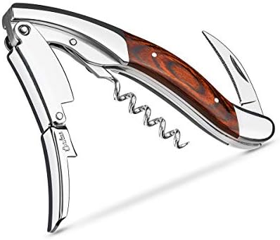 CORKAS Extravagant Professional Wine Key for Executive Waiter, Heavy Double Hinged Fulcrum Corkscrew Wine Opener with Premium Rosewood Handle and Foil Cutter, Great Birthday Gift for Sommelier, Waiter