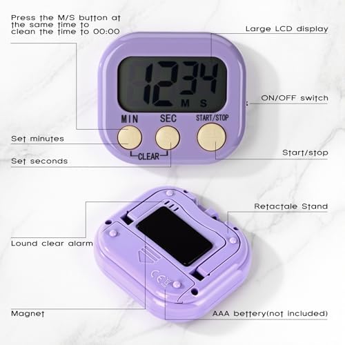 Weewooday 24 Pcs Digital Kitchen Timer Bulk, Macaron Colors