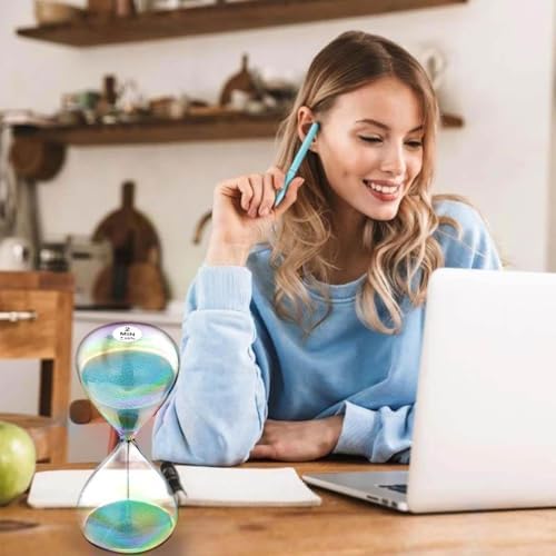 SuLiao Sand Timer 2 Minute Hourglass,Turquoise Sand Clock,Large Sand Watch 2 Min,Colorful Biloba Puff Minimalist Hour Glass Sandglass for Home,Desk,Office Decorative