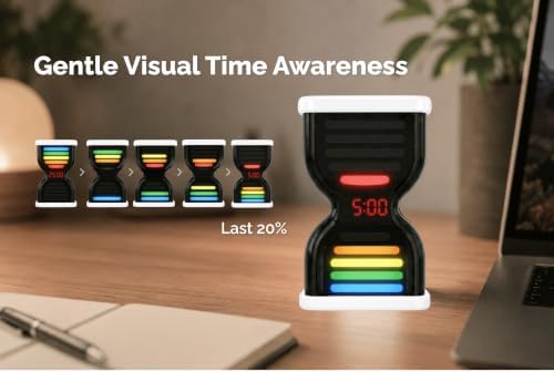KADAMS Pomodoro Timer, Visual timer for Kids with Light Flow, Flip Timer 25/5 min, Custom Countdown Count-up, USB-C Rechargeable, Silent,Study for Productivity, Student ADHD Gift Work Classroom Office