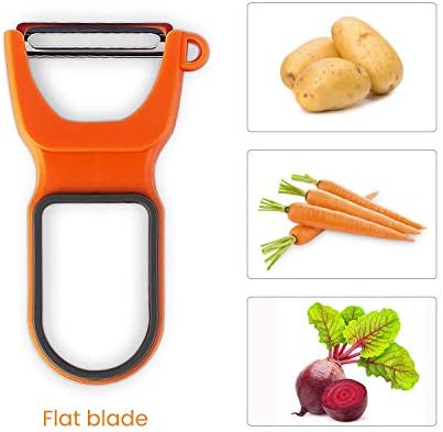 Colorful 3in1 Fruit & Vegetable Peeler Set Hollow-out Design Food Grade Plastic - Plane, Julienne, Serrated