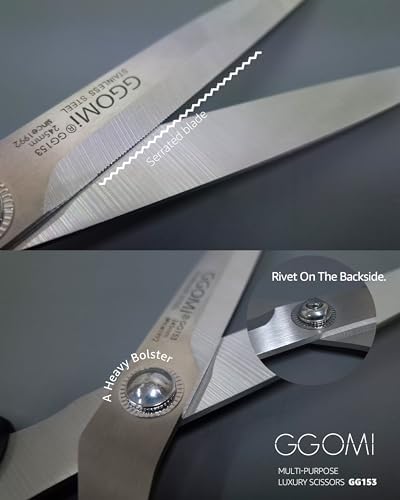 2.2T Stainless Blade Kitchen Scissors - 9.6in x 3Pack | Korean Style Sharp Heavy Duty All Purpose Kitchen Shears for Cooking Food | Barbecue Kalbi Rib Meat Cutting Dishwasher Safe (GG153, Black)