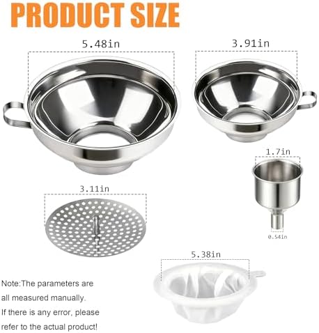 Stainless Steel Canning Funnel Set 5 Pack