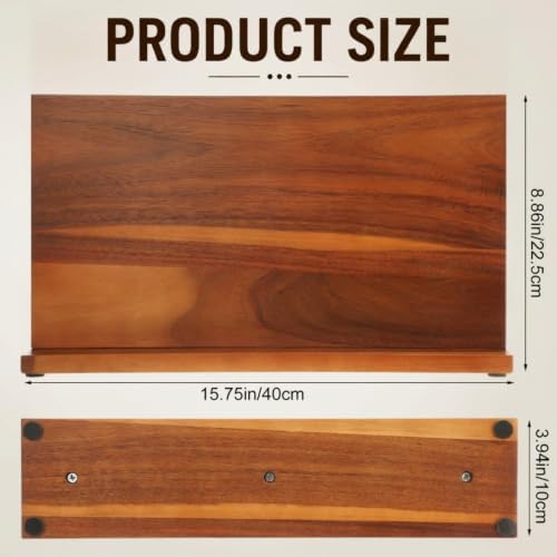 Hushee Extra Large Magnetic Knife Block Holder 15.75 Inches Acacia Wood Knife Block Rack Magnetic Universal Stand with Strong Enhanced Magnets Strip Kitchen Storage Cutlery Organizer Without Knifves