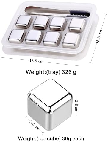 Personalized 8 PCS Food Grade Stainless Steel Ice Cubes High Cooling Technology Whiskey Stones Gift Set with Tong-Reusable Ice Cubes Best Man Gift