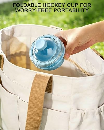 Collapsible Ice Ball Maker Cup, 2-in-1 Silicone Folding Ice Cube Cup Tray Portable Leakproof Travel Tumbler with Lid & Straw, Reusable Sphere Mold for Whiskey, Bourbon, Coffee, Summer Drinks
