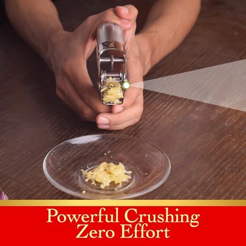 Heavy Duty Garlic Press, No Peeling Needed, Stainless Steel Professional Garlic Mincer & Crusher, Dual Lever-Assisted Design with Large Capacity Chamber for Effortless Garlic Crushing.