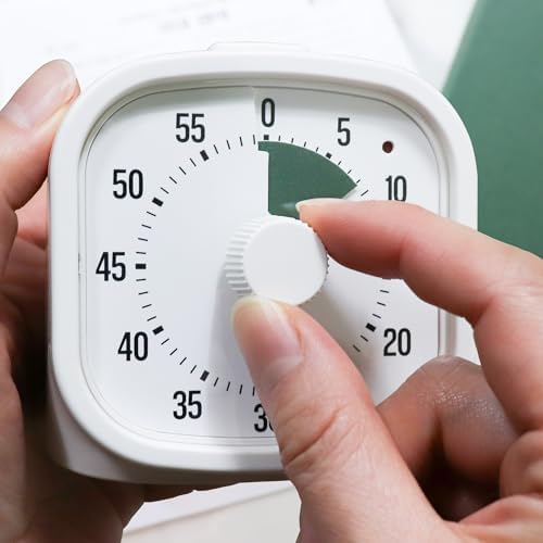 Tiempo Square 60-Minute Visual Analog Timer, Pause Function, 6 Alarm Modes, Magnetic Productivity Focus Desk Timer for Kids, ADHD, Study, Work, Kitchen, Dark Green