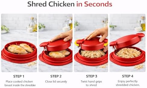 Chicken Shredder Tool Twist – Large Meat Shredder for Chicken Breast, Fast Manual Chicken Shredder Tool for Pulled Pork, Dishwasher Safe Handheld Meat Shredding Tool for Kitchen & BBQ
