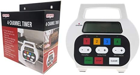 4-Channel Digital Timer, Digital Kitchen Timer, Extended Countdown for Long Cooking Process, Large LED Display for Food Cooking, Baking, Marinade, Roasting, Beef Boiling, Grilling by Chef Master 90218