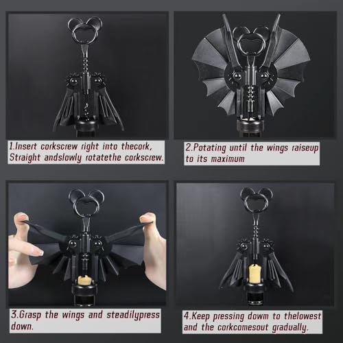 Bat 2-in-1 Wine & Beer Opener, Goth Corkscrew,Halloween Gifts for Women