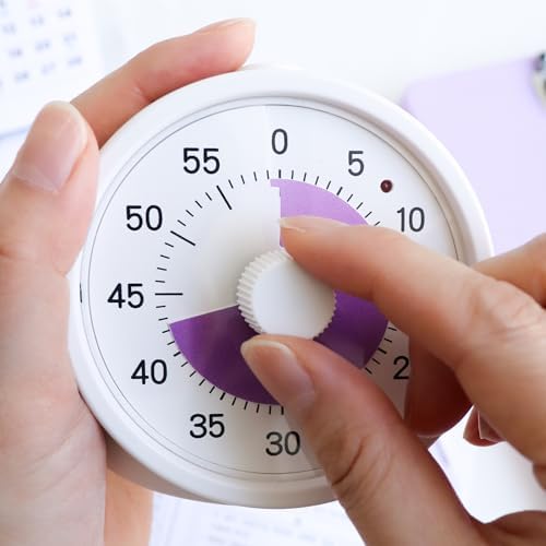 Tiempo Round 60-Minute Visual Analog Timer, Pause Function, 6 Alarm Modes, Magnetic Productivity Focus Desk Timer for Kids, ADHD, Study, Work, Kitchen, Purple