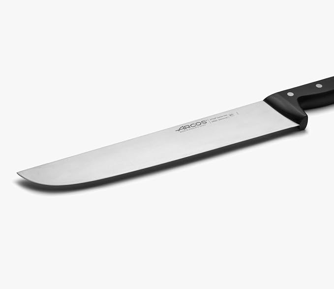 Arcos Butcher Knife 12 Inch Nitrum Stainless Steel and 300 mm blade. 394 gr. Professional Cleaver Knife. Ergonomic Polyoxymethylene POM Handle. Series Universal. Color Black