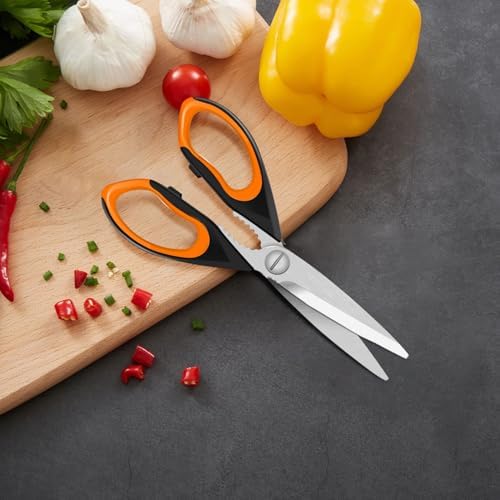 1 Pack Sharp Kitchen Scissors Set with Magnetic Holder, Yellow