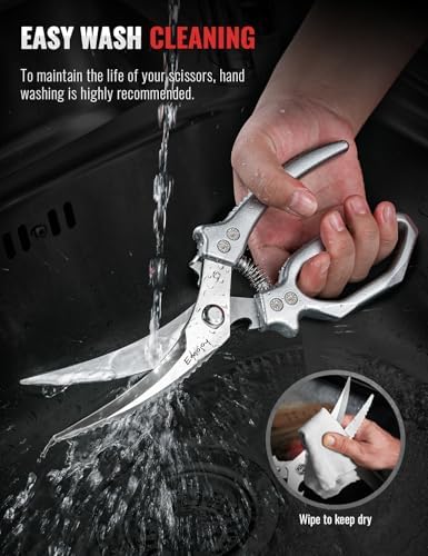 Emojoy 2-Piece Kitchen Scissors Set with Poultry Shears, Japanese Stainless Steel Kitchen Shear, All Purpose Scissor for Food, Chicken Bones, Dishwasher Safe