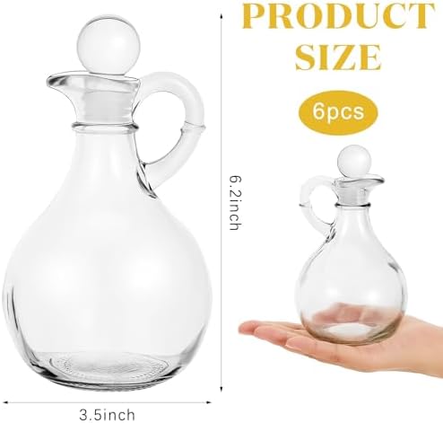 Suclain 6 Sets 12oz Glass Oil and Vinegar Cruet Set with Stopper, Clear