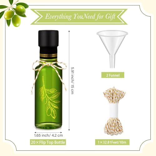 Reallnaive 20 Pcs 4oz Mini Olive Oil Bottles Bulk, Olive Pattern, Clear