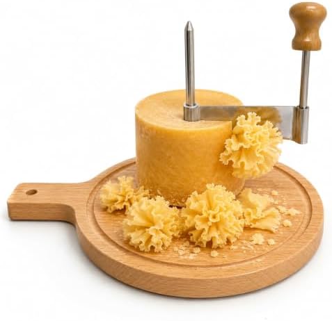 Cheese Curler Cheese Slicer Stainless Steel Blade & Wood Base for Home Restaurants Cafes Bakery Dessert Shops Charcuterie Boards, Parties & Gift