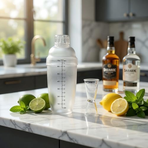 Homestia 3 Pcs Plastic Cocktail Shaker Set, Hand Drink Mixer (700cc / 24oz)