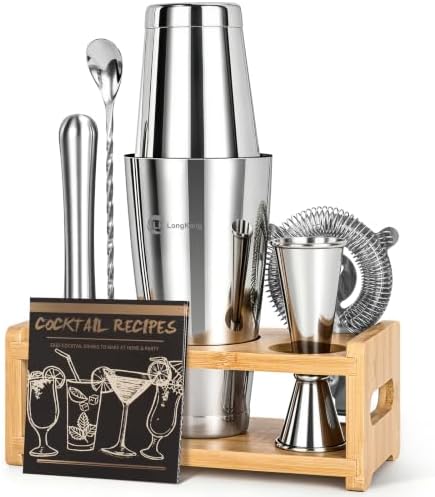 Cocktail Shaker Set with Stand-Bartender Kit for Home Bar, Stainless Steel