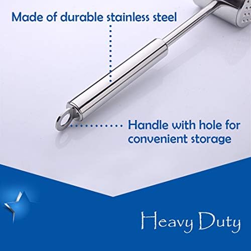 Reversible Dual-sided Meat Tenderizer and Pounder 304 Stainless Steel Meat Mallet Hammer Marinating Prep Tool for Tenderizing Steak, Beef and Poultry