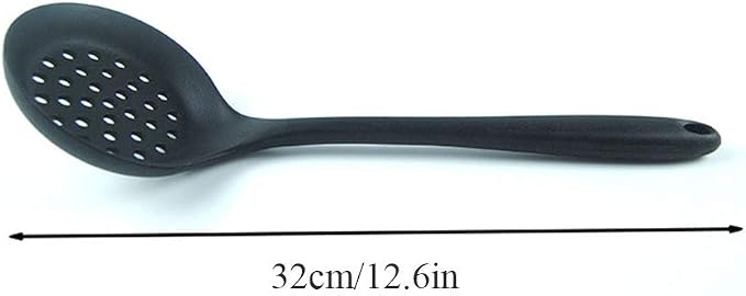 Silicone Slotted Skimmer Spatula Lightweight Slotted Spoon Skimmer Spoon Strainer Ladle with Long Handle (Red)