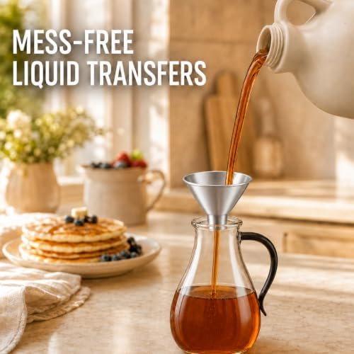 HIC Kitchen Wide-Mouth Aluminum Funnel for Liquids and Dry Goods, 2-Ounce