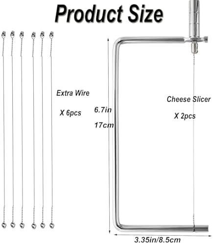 Cheese Cutter Board Accessories Kitchen Knife Marble Block Cheese Slicer Stainless Steel Components DIY for Making Giftable Cheese Cutting Boards with Hardware Cheese Slicer Kit,(2Slicer+8Wires)7in