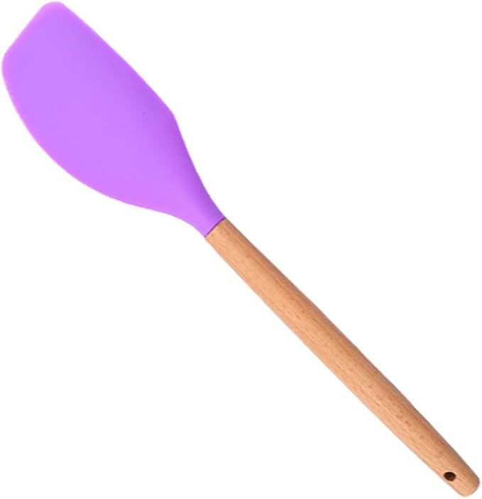 1pc Purple Silicone Flexible Spatula Set with Wooden Handle, Heat Resistant Rubber Cooking Utensils Spatula, Ideal Cookware for Cooking, Baking and Mixing.