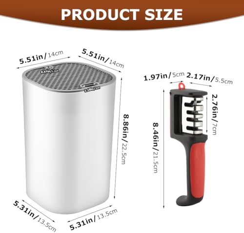 1 Kitchen Knife Block with 1 knife sharpener, Kni-fe Block without Knives, Large Volume Detachable Kni-fe Holder with Scissors Slot, Easy to Clean(COLOR:as shown)