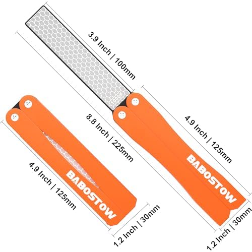 Diamond Knife Sharpener Tool, 400/1000 Grits Double Sided Diamond Sharpening Stone Tool, Manual Knife Sharpener Tool, Portable Folding Knife Sharpeners for Kitchen and Outdoors - Orange