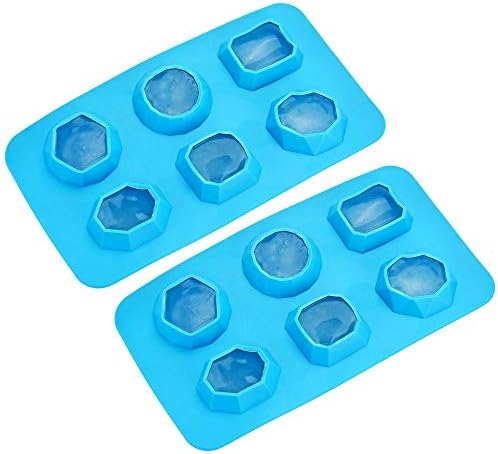 Ice Cube Tray – 2-Pack Blue Jewel Silicone Molds, Fun Shaped Ice Cubes for Parties and Drinks
