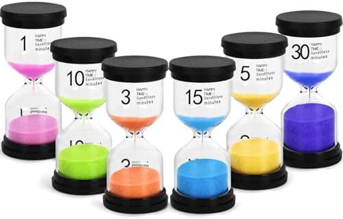 SHINDEL Sand Timers Set, 6PCS Colorful Hourglass Sandglass Timer