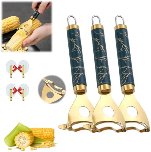 Cob Gobbler Corn Peeler, Cobb Gobbler Corn Shucker, Effortless & Fast Cobb Gobbler - Effortless Corn Stripper, Corn Cob Stripper Tool, Stainless Steel Corn Thresher Tool (3PCS)