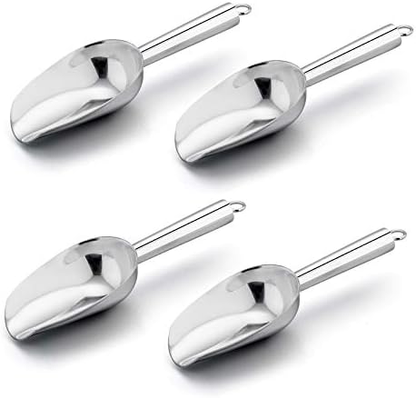E-far Mini Scoop, 3 Ounce Stainless Steel Kitchen Utility Scoops, 4 Pack