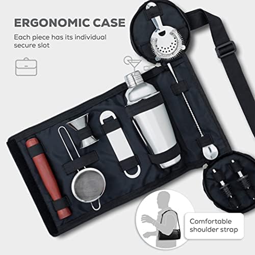 FineDine Stainless Steel Cocktail Shaker Set, 10-Piece Bartender Kit
