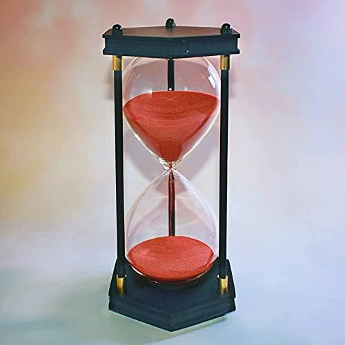 AKAKA MUNING Large Hourglass Timer 60 Minute, Hexagon Wood Sandglass, Red