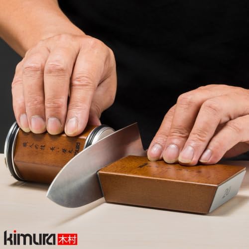 Kimura Professional Rolling Knife Sharpener, Knife Sharpening with Diamond & Ceramic Plates, 15° & 20° Magnetic Angle Guides, Ideal for Honing and Sharpening of all Chef Knives, Japanese Gift Box