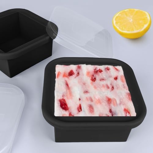 2 Cup Silicone Freezer Trays with Lid 4 Pack Silicone Freezer Molds soup freezer containers Make 4 Perfect Soups, Broths, Stews, Sauces, Curries (Black)