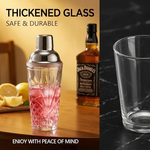Glass Cocktail Shaker 14.5oz with Strainer