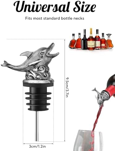 Animal Wine Pourer Spout, Drip Free Bottle Pourer & Stopper for Wine and Liquor Bottles, Funny Gift for Men, Dad, Hostess and Housewarming, Bar Cart Accessory for Holiday Party Decor, Multiple Animal