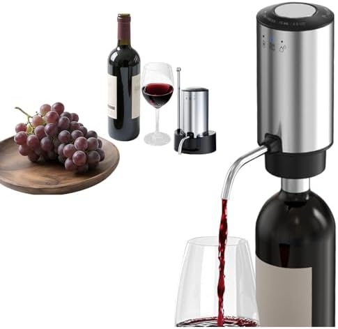 Rechargeable Wine aerator Electric Wine Decanter, Automatic Wine Dispenser withStorage Base,Two Modes:long press to continuously Dispense wine/single press to Dispense75ml of Wine