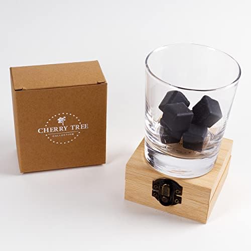 Cherry Tree Collection Black Obsidian Whiskey Stones, Natural Gem Set of 6