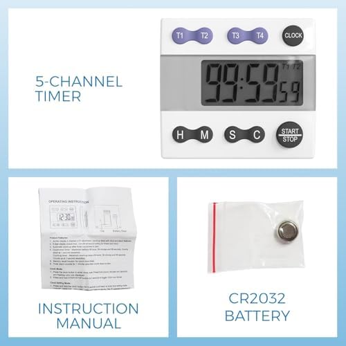 Sper Scientific Portable Digital Kitchen & Lab Timer 810015 - 4 Channel, Large Display, Loud Alarm, Classroom Timer - 2 pc